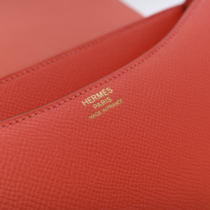 Hermès 愛馬仕 Constance 24 橘紅色 Epsom 牛皮 肩背包 斜背兩用包-17