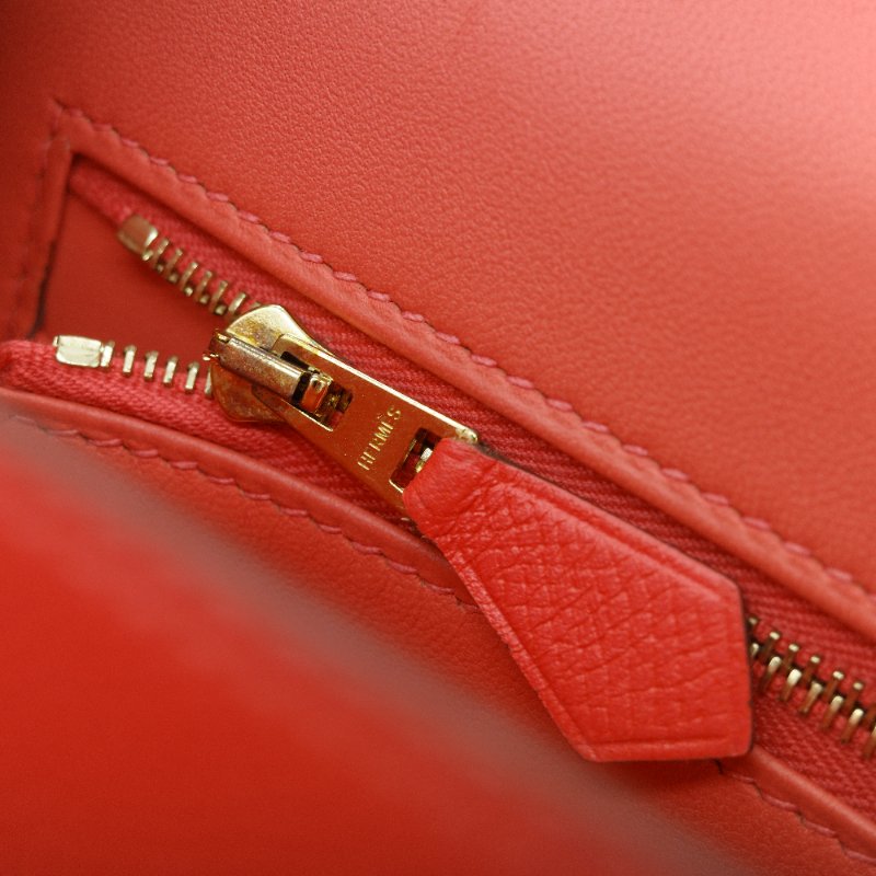 Hermès 愛馬仕 Constance 24 橘紅色 Epsom 牛皮 肩背包 斜背兩用包-19