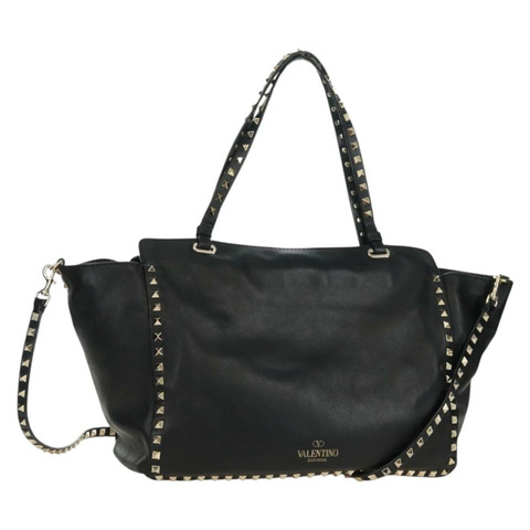 VALENTINO 皮革雙肩包 黑色金色 正品 BA10419V