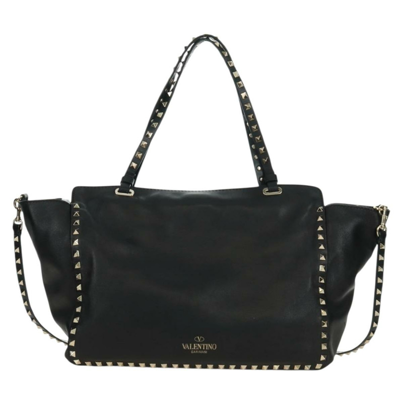 【日本直送】VALENTINO 皮革手提包 2way 黑色金色 正品 BA10419V-1