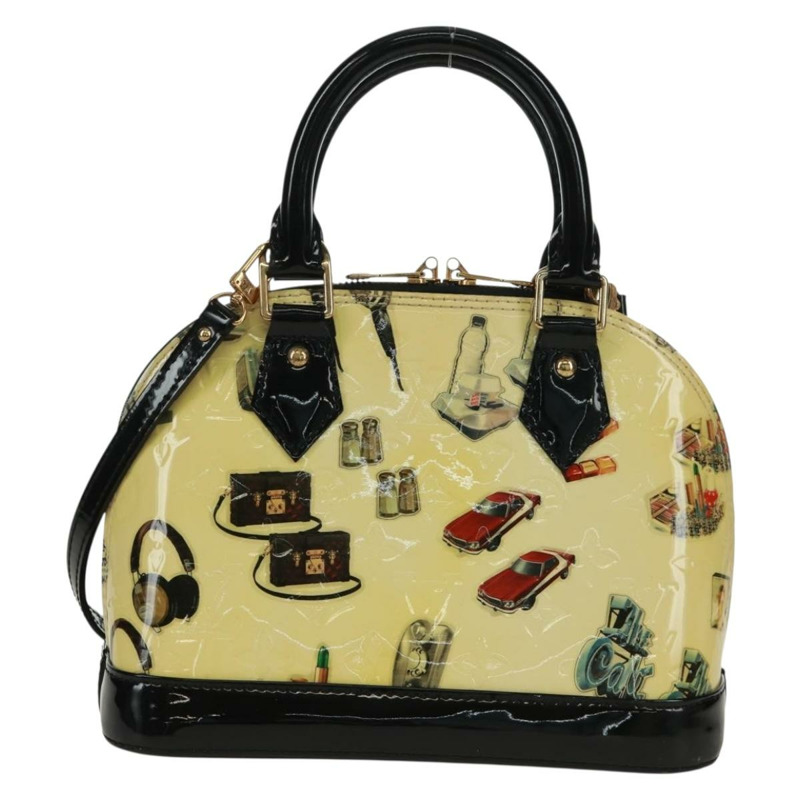 【日本直送】路易威登 Vernis 貼紙印花 Alma PM 手提包 白色 M50466 LV 正品 171697V-2