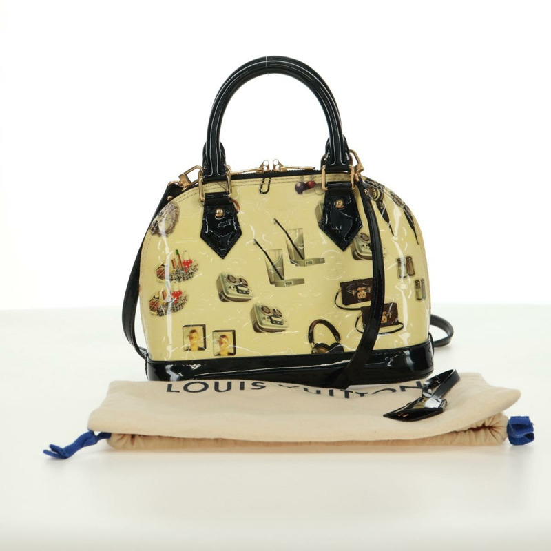 【日本直送】路易威登 Vernis 貼紙印花 Alma PM 手提包 白色 M50466 LV 正品 171697V-25