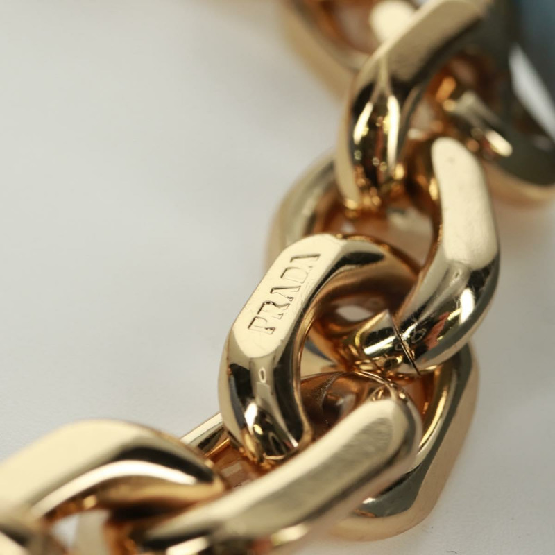【日本直送】PRADA 鏈條水晶裝飾緞面兩用包 淺藍色 金色 正品 168971SAM-8