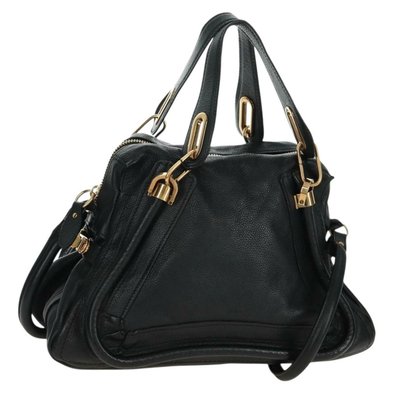 【日本直送】Chloe Paraty 手提包 皮革 2way 黑色 金色 Auth 171909V-0