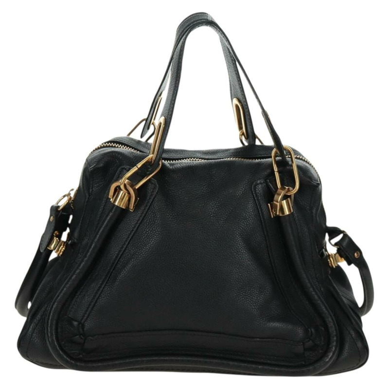 【日本直送】Chloe Paraty 手提包 皮革 2way 黑色 金色 Auth 171909V-1
