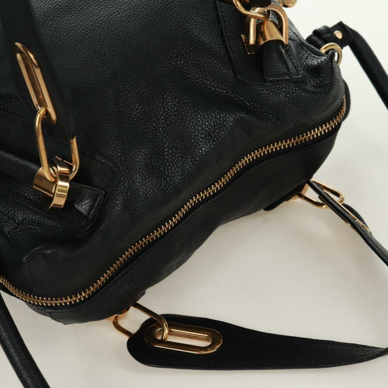 【日本直送】Chloe Paraty 手提包 皮革 2way 黑色 金色 Auth 171909V-5