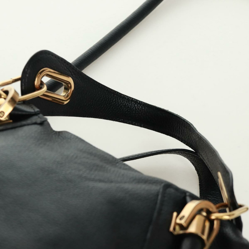 【日本直送】Chloe Paraty 手提包 皮革 2way 黑色 金色 Auth 171909V-7