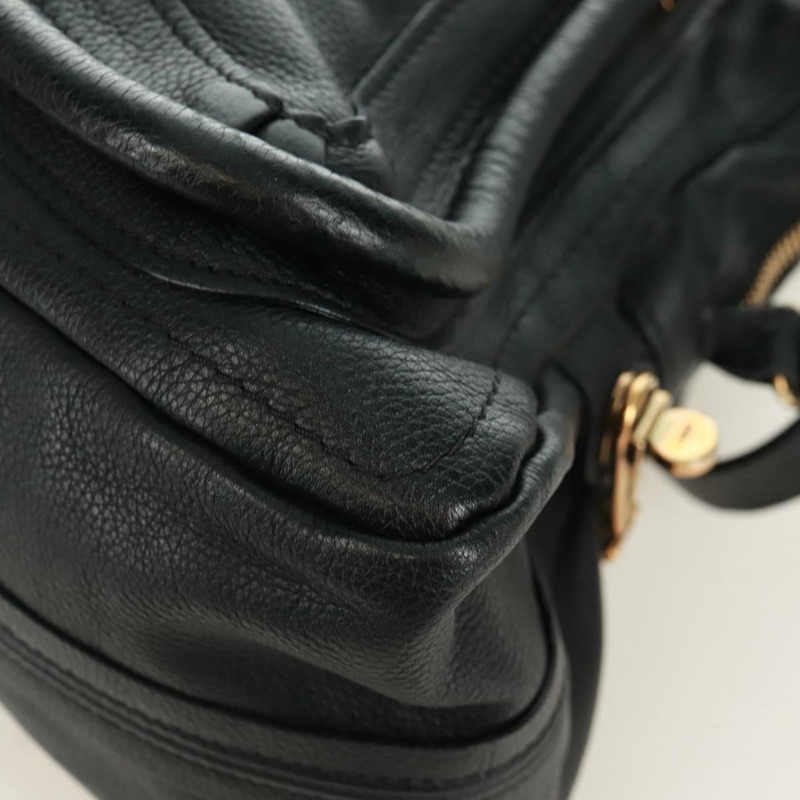 【日本直送】Chloe Paraty 手提包 皮革 2way 黑色 金色 Auth 171909V-13