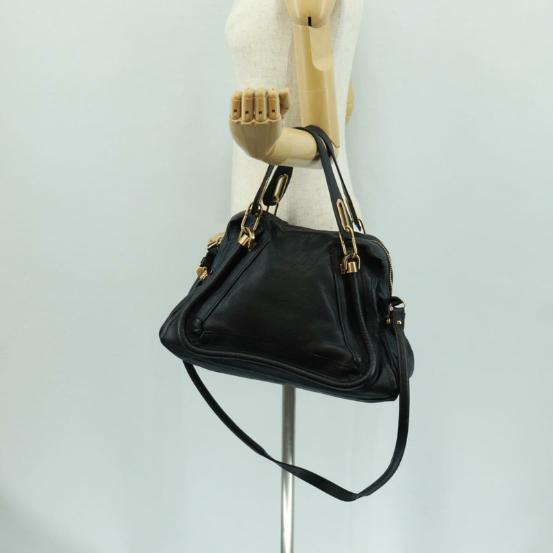 【日本直送】Chloe Paraty 手提包 皮革 2way 黑色 金色 Auth 171909V-25