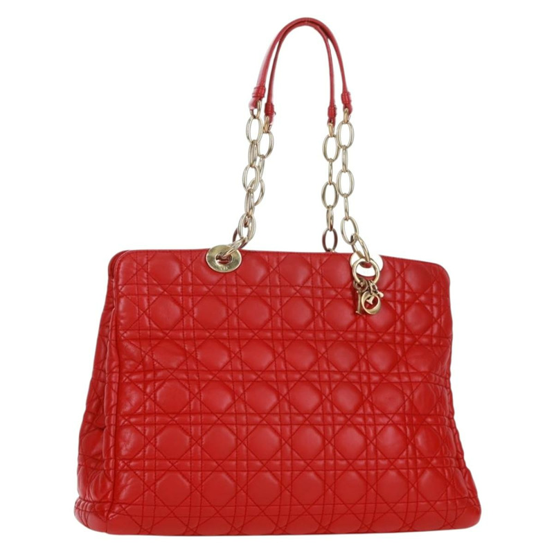 【日本直送】Christian Dior Canage鏈條托特包，羊皮材質，紅色金色，正品，貨號168978M-0
