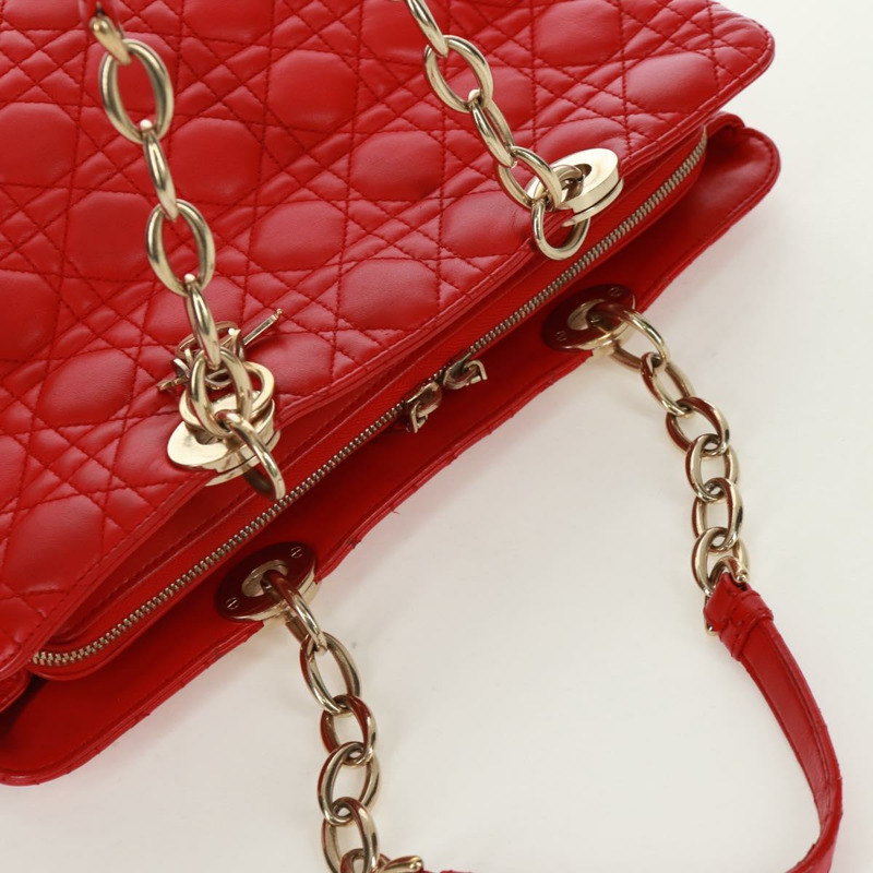 【日本直送】Christian Dior Canage鏈條托特包，羊皮材質，紅色金色，正品，貨號168978M-5