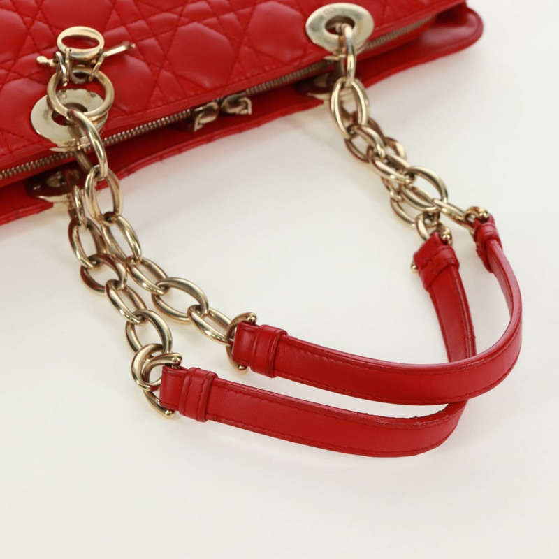 【日本直送】Christian Dior Canage鏈條托特包，羊皮材質，紅色金色，正品，貨號168978M-6
