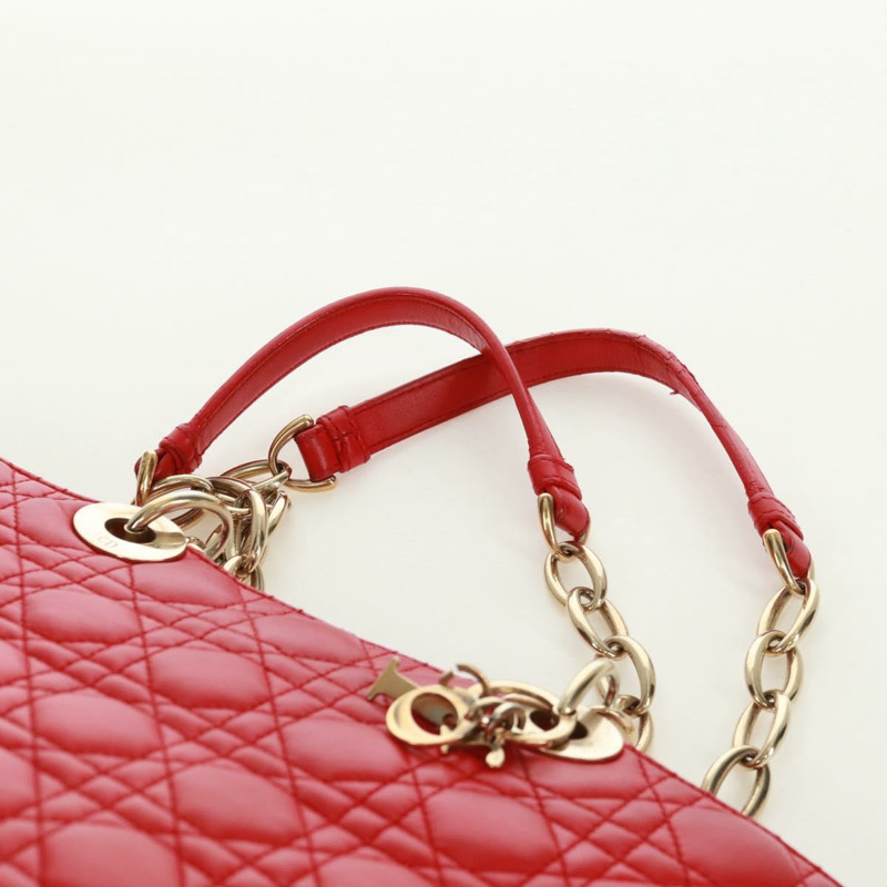 【日本直送】Christian Dior Canage鏈條托特包，羊皮材質，紅色金色，正品，貨號168978M-7