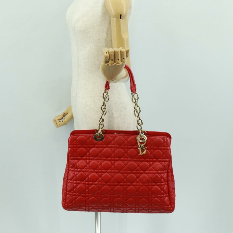 【日本直送】Christian Dior Canage鏈條托特包，羊皮材質，紅色金色，正品，貨號168978M-26