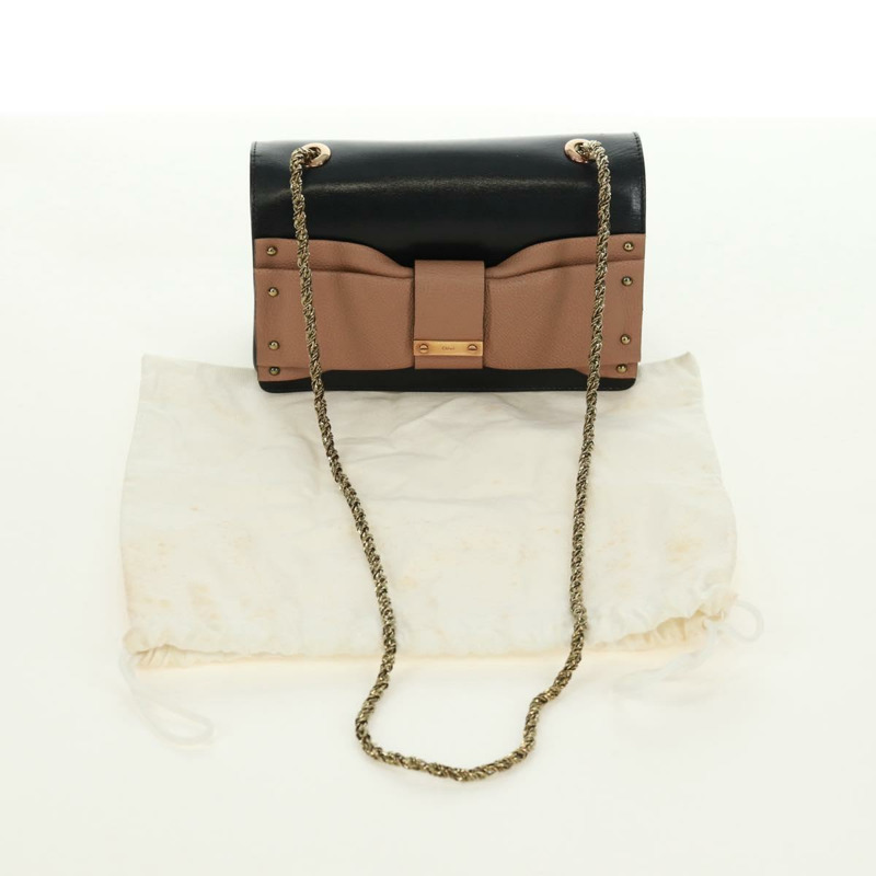 【日本直送】Chloe 鏈條 June 肩背包 皮革 黑色 金色 正品 168935V-22