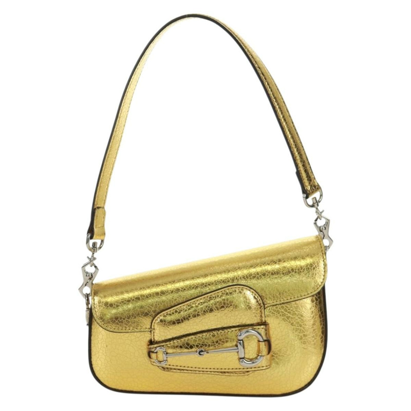 【日本直送】GUCCI 馬銜扣鏈條單肩包,皮革材質,金色/銀色,貨號 774209,正品編號 168942SAM-1