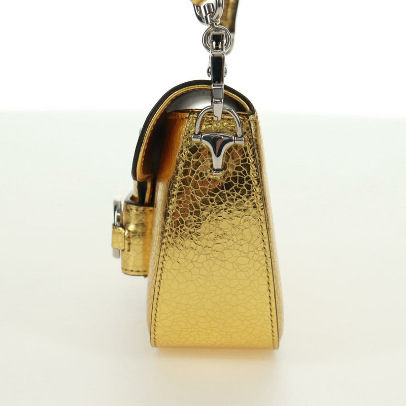 【日本直送】GUCCI 馬銜扣鏈條單肩包,皮革材質,金色/銀色,貨號 774209,正品編號 168942SAM-3