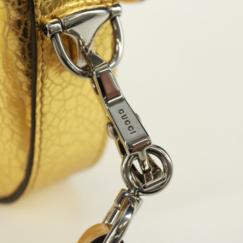 【日本直送】GUCCI 馬銜扣鏈條單肩包,皮革材質,金色/銀色,貨號 774209,正品編號 168942SAM-13