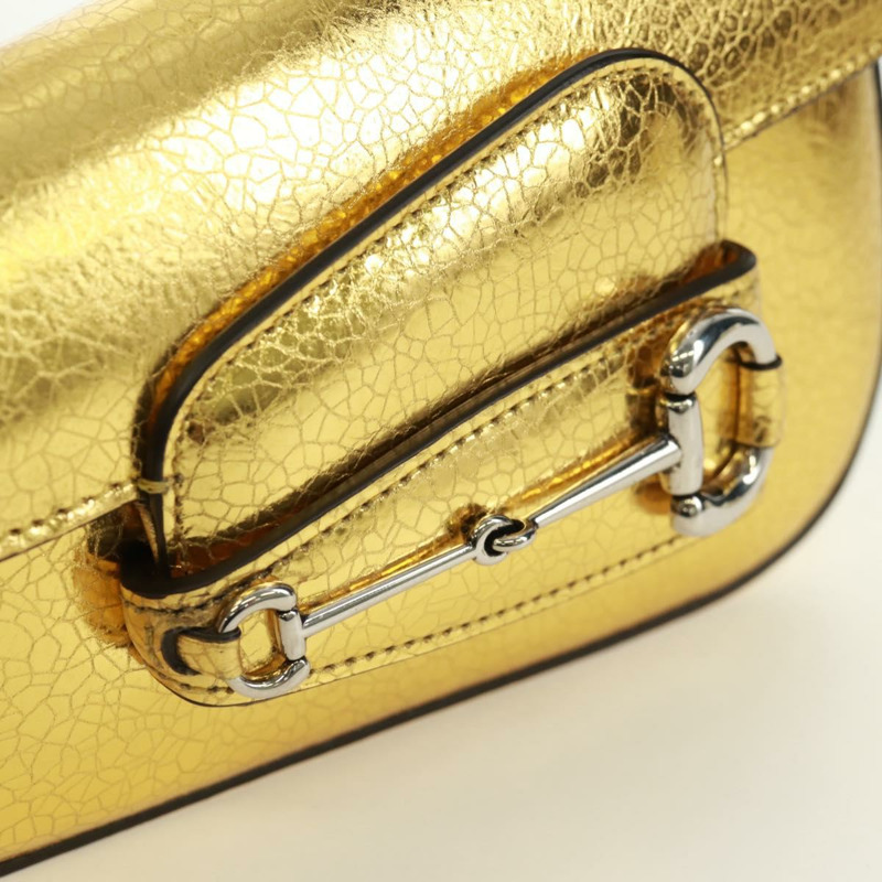 【日本直送】GUCCI 馬銜扣鏈條單肩包,皮革材質,金色/銀色,貨號 774209,正品編號 168942SAM-14