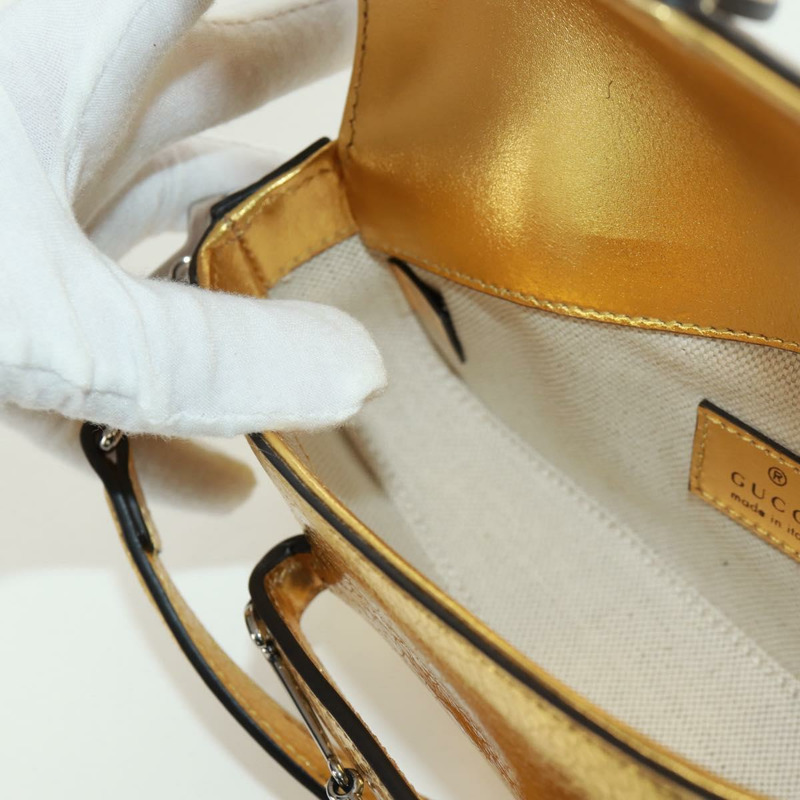 【日本直送】GUCCI 馬銜扣鏈條單肩包,皮革材質,金色/銀色,貨號 774209,正品編號 168942SAM-19