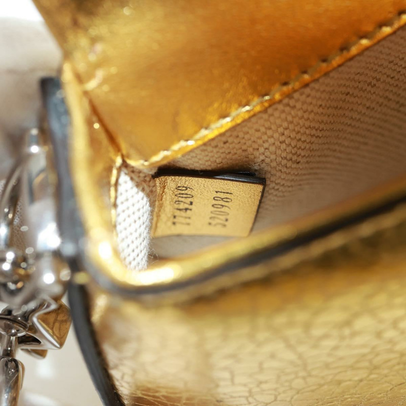 【日本直送】GUCCI 馬銜扣鏈條單肩包,皮革材質,金色/銀色,貨號 774209,正品編號 168942SAM-20