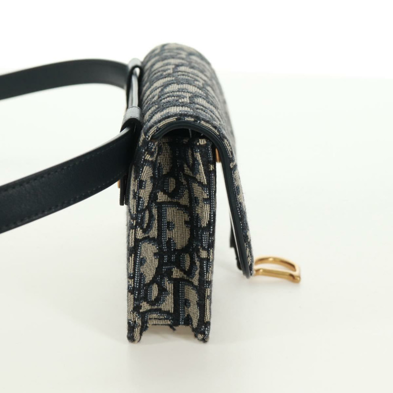 【日本直送】Christian Dior Trotter帆布馬鞍腰包,海軍藍/金色,正品,貨號161735M-3