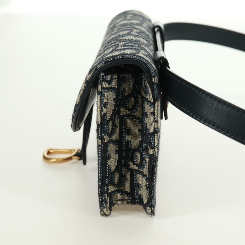 【日本直送】Christian Dior Trotter帆布馬鞍腰包,海軍藍/金色,正品,貨號161735M-4