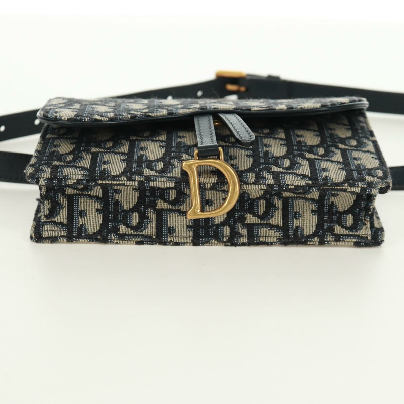 【日本直送】Christian Dior Trotter帆布馬鞍腰包,海軍藍/金色,正品,貨號161735M-8