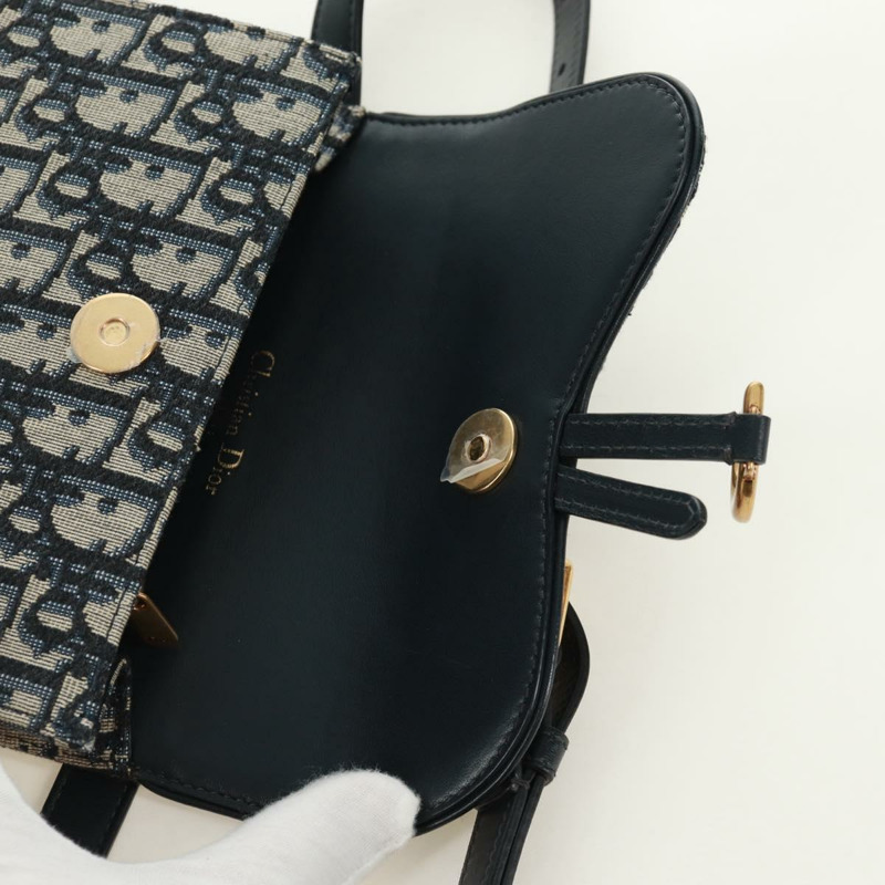 【日本直送】Christian Dior Trotter帆布馬鞍腰包,海軍藍/金色,正品,貨號161735M-14