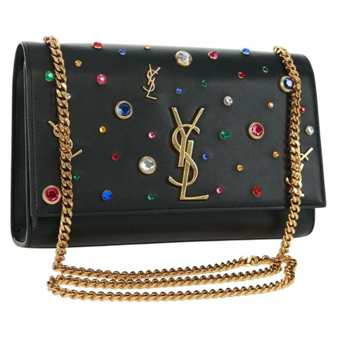 SAINT LAURENT 鏈條 Kate 單肩包 皮革 黑色 金色 正品 171838SAM