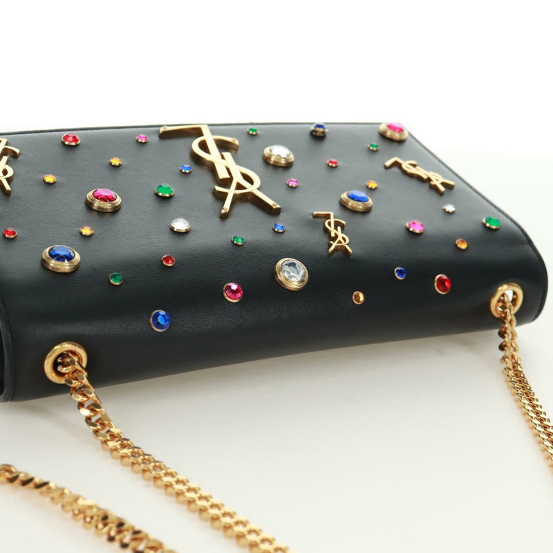 【日本直送】SAINT LAURENT 鏈條 Kate 單肩包 皮革 黑色 金色 正品 171838SAM-5