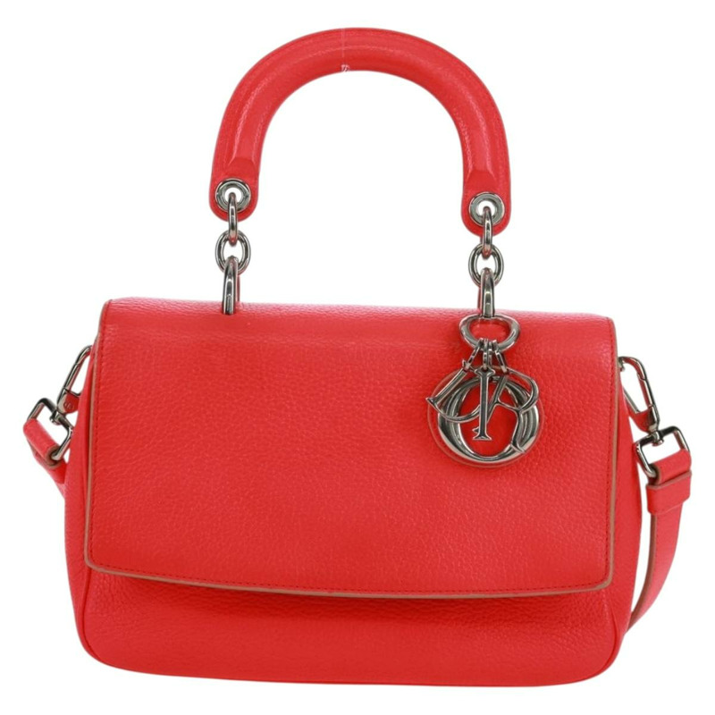 【日本直送】Christian Dior Beadior 手提包 皮革 2way 紅色銀色 正品 170893M-1