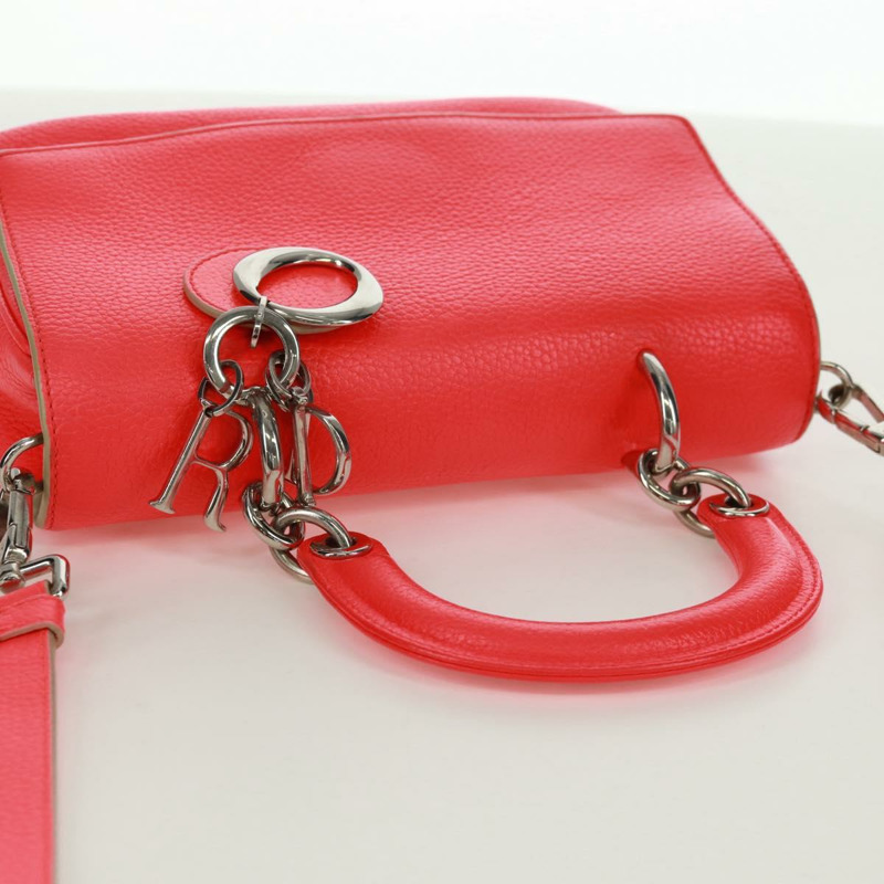【日本直送】Christian Dior Beadior 手提包 皮革 2way 紅色銀色 正品 170893M-5