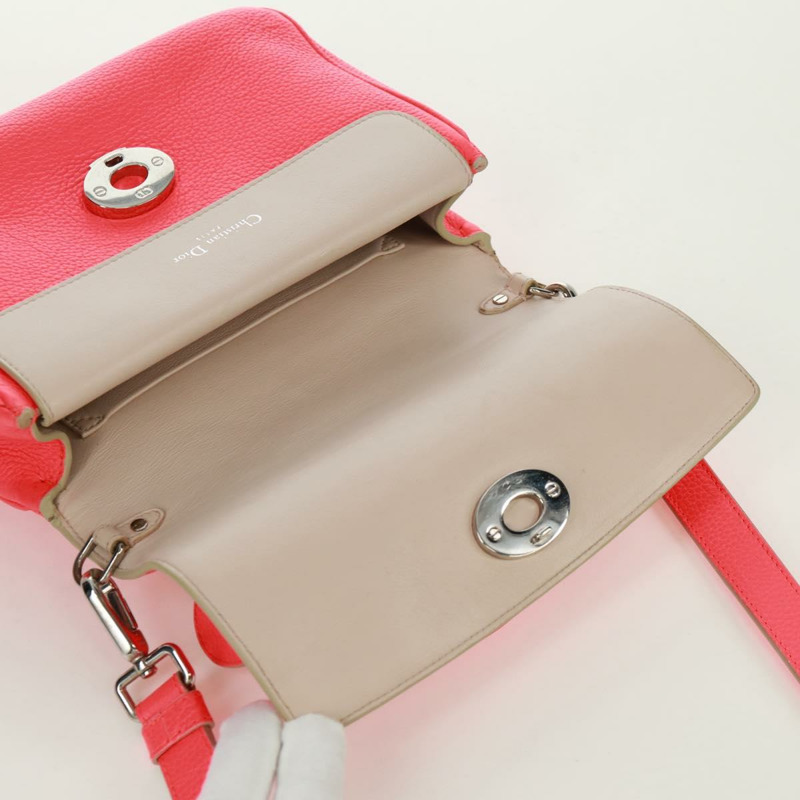 【日本直送】Christian Dior Beadior 手提包 皮革 2way 紅色銀色 正品 170893M-16