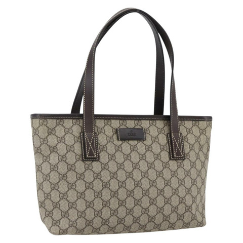 GUCCI GG Supreme 托特包 PVC 米色銀色 211138 正品 ep13363V
