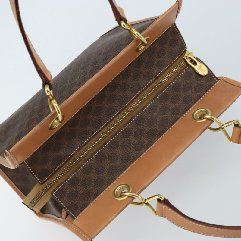 【日本直送】CELINE Macadam帆布手提包 PVC皮革 棕色金色 正品 am10820V-5
