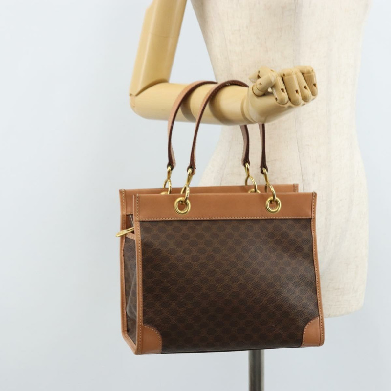 【日本直送】CELINE Macadam帆布手提包 PVC皮革 棕色金色 正品 am10820V-20