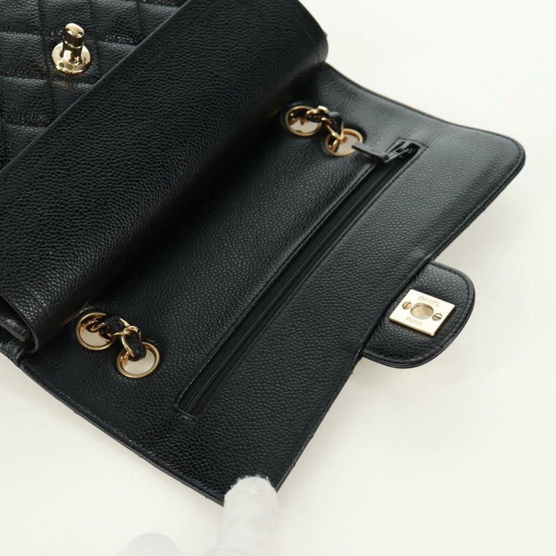 【日本直送】香奈兒雙蓋雙鏈絎縫23包，魚子醬皮，CC標誌，正品SK011SM-14