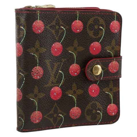 路易威登 Monogram Cherry Compact 拉鍊雙折錢包 M95005 LV Auth 173270V