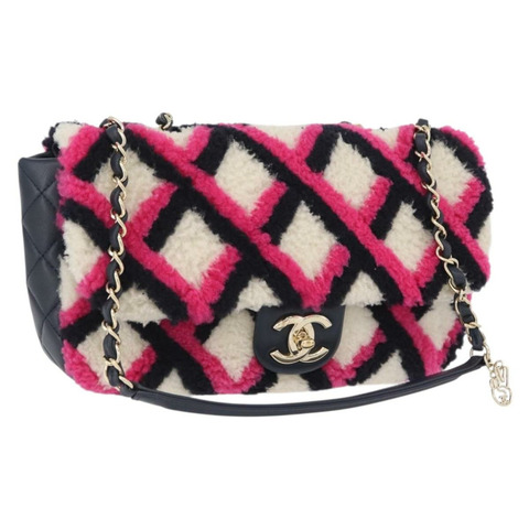 香奈兒 (CHANEL) 絎縫鏈條單背包 Mouton 黑色粉紅色 CC 正品 171163SAM