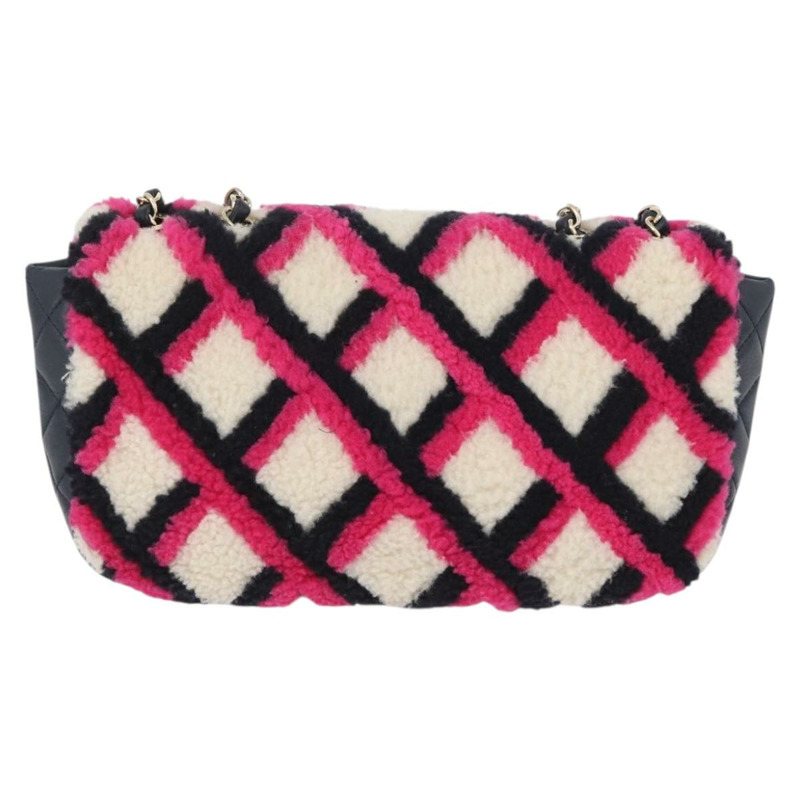 【日本直送】香奈兒 (CHANEL) 絎縫鏈條單背包 Mouton 黑色粉紅色 CC 正品 171163SAM-2