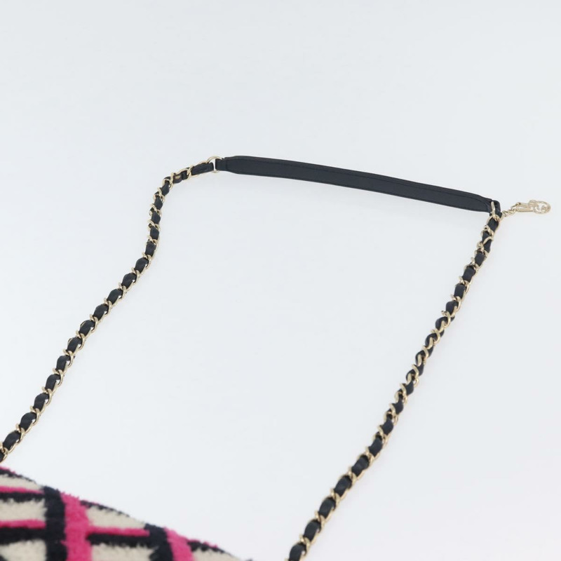 【日本直送】香奈兒 (CHANEL) 絎縫鏈條單背包 Mouton 黑色粉紅色 CC 正品 171163SAM-7