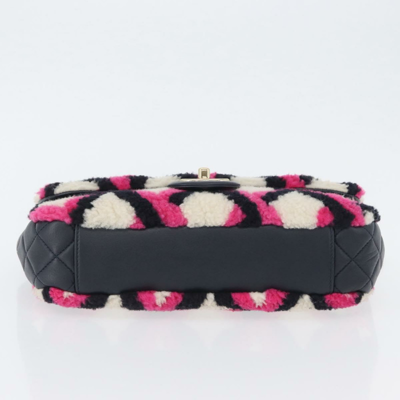 【日本直送】香奈兒 (CHANEL) 絎縫鏈條單背包 Mouton 黑色粉紅色 CC 正品 171163SAM-10
