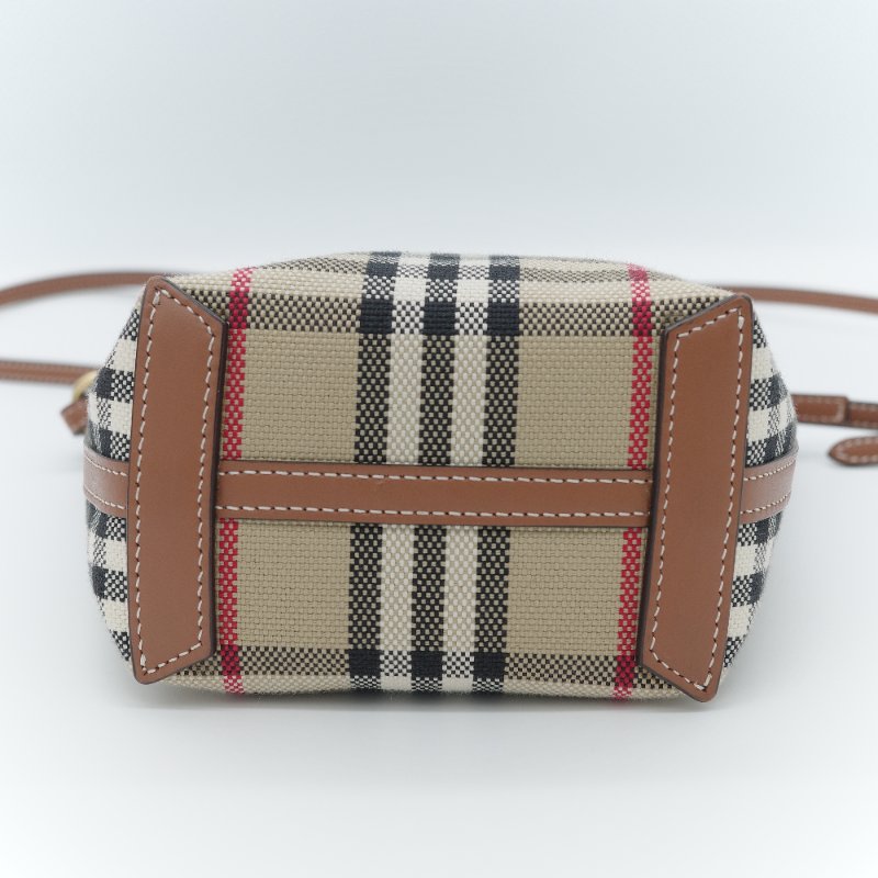 Burberry 巴寶莉 經典格紋 London 典藏米色 帆布 迷你 托特包 手提包 肩背包-5