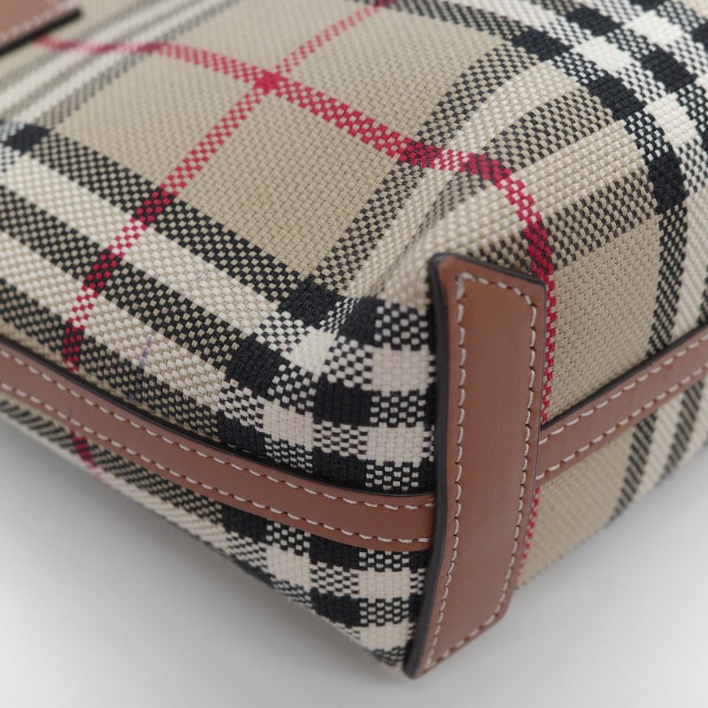 Burberry 巴寶莉 經典格紋 London 典藏米色 帆布 迷你 托特包 手提包 肩背包-7