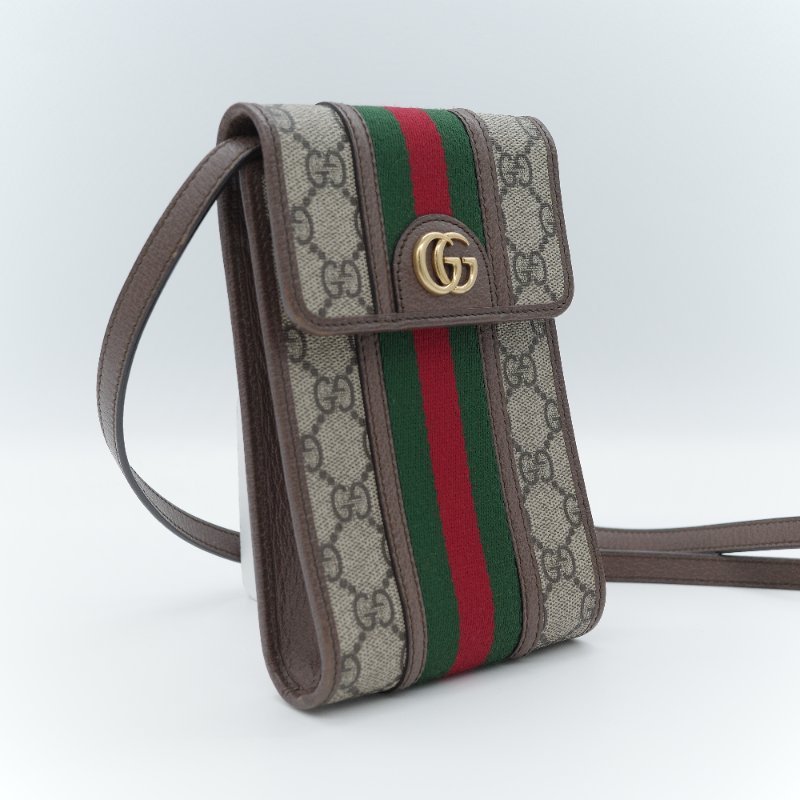 Gucci 古馳 Ophidia GG 經典棕色 帆布 直式翻蓋手機包-2