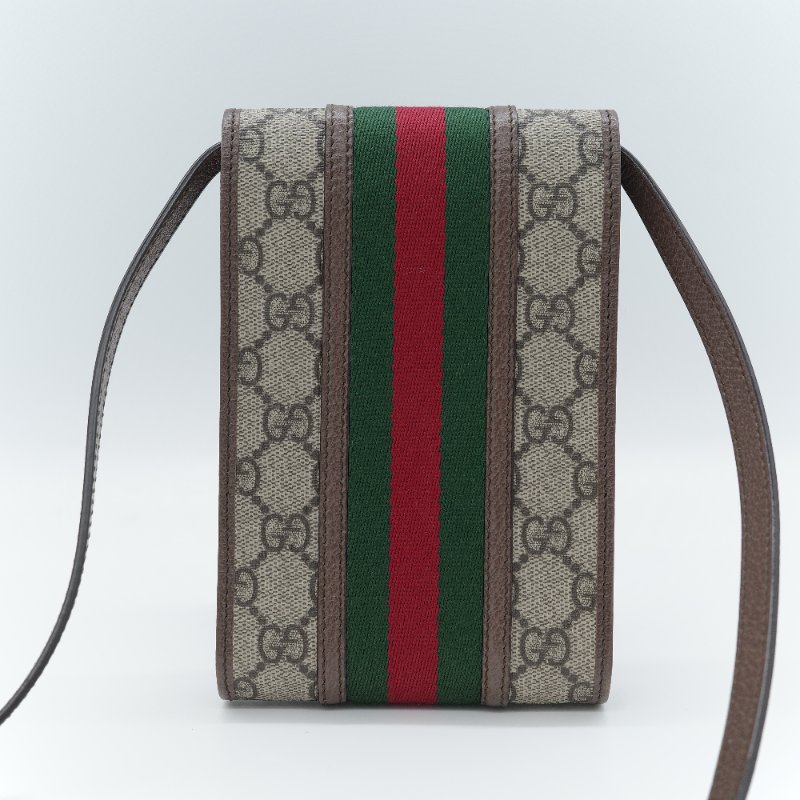 Gucci 古馳 Ophidia GG 經典棕色 帆布 直式翻蓋手機包-3