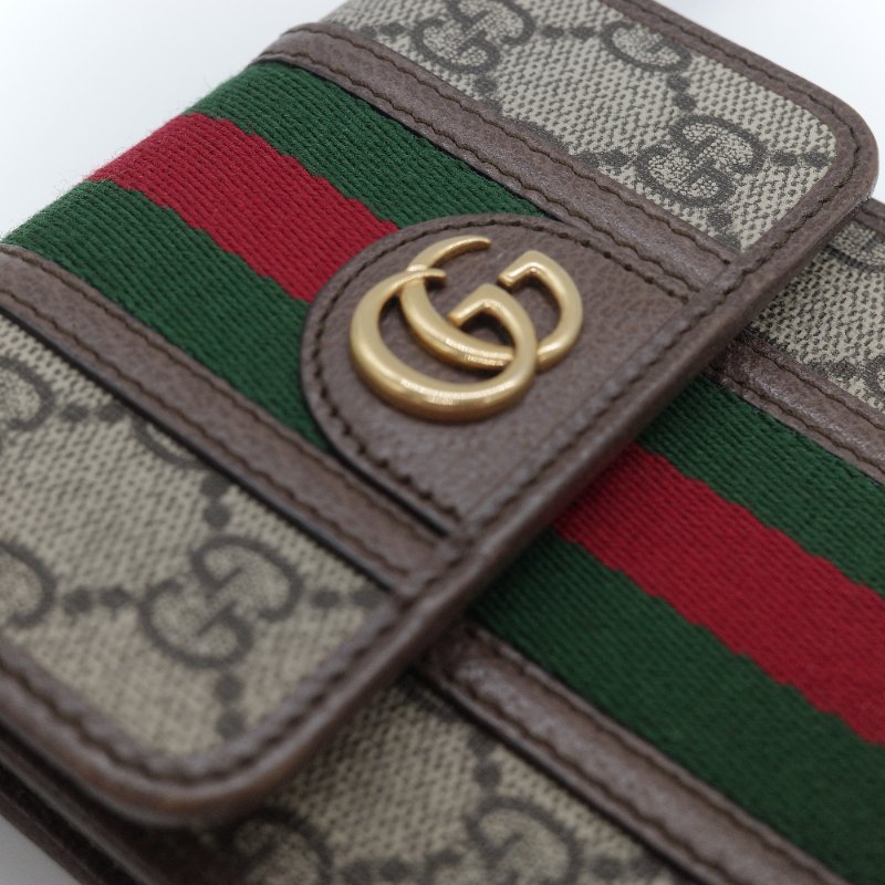 Gucci 古馳 Ophidia GG 經典棕色 帆布 直式翻蓋手機包-5