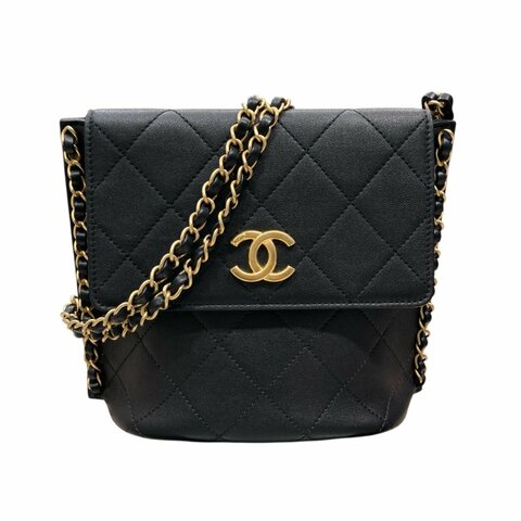CHANEL 香奈兒 AS2542 CHAIN SHOULDER BAG 鏈條單肩包 小羊皮 黑色 金釦