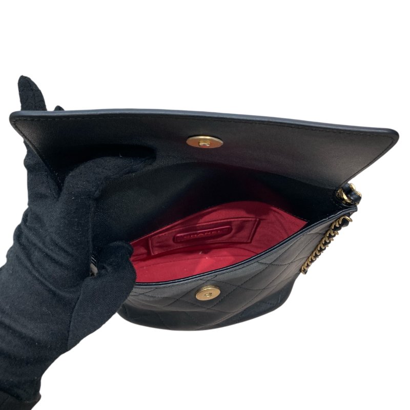 CHANEL 香奈兒 AS2542 CHAIN SHOULDER BAG 鏈條單肩包 小羊皮 黑色 金釦-11